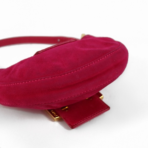 Fendi 💝 Pink Suede Mini Croissant Bag - Picture 6 of 10